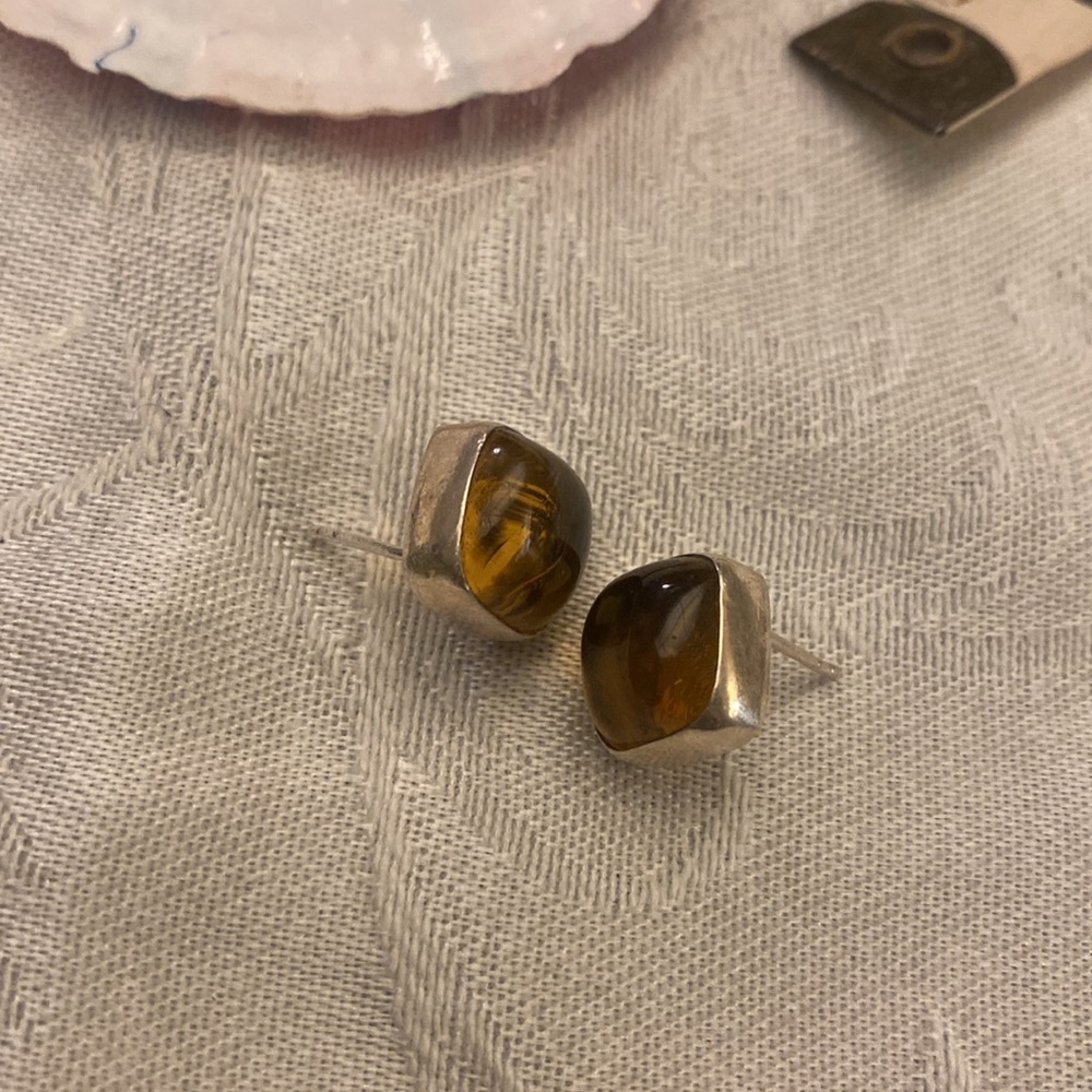 925 silver Amber earrings - Picture 4 of 4
